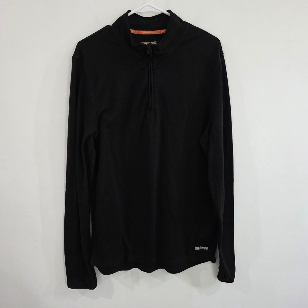 Omni-Wool Mens Quarter Zip Base Layer Men XL Black Wool Blend Thumbholes